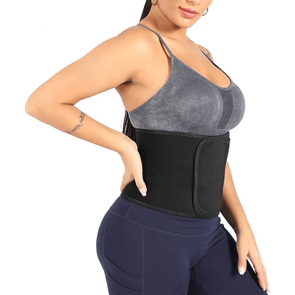 WOWENY Women's Workout Sauna Sweat Wrap Shapewear for Weight Loss/Slimming Black
